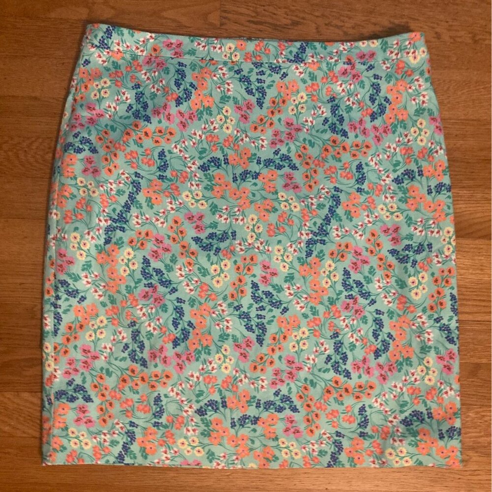 Pretty Aqua Floral J. Crew Pencil Skirt, NWT, Size 16